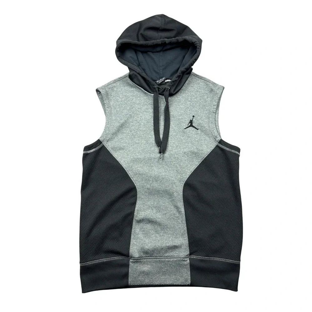 Jordan Men Small Dri-FIT Sleeveless Hoodie Grey Black Jumpman Vest Small Sports